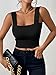 Imagen de Haibang Camiseta sin Mangas Mujer Verano Sexy Crop Top Ajustado Cuello Cuadrado Camisetas Tirantes Elegantes Tank Tops Básica Chalecos Top Lencero Doble Forro Moda Casual Streetwear