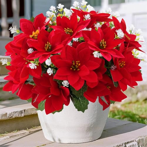 ZYZEV 14'' Artificial Poinsettias Flowers for...