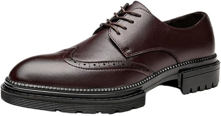 Men's Fashion Versatile Pointed Toe Wedding Leather Shoes Oxford Lace Up Shoes Comfortable Rubber Soft Sole Shoes