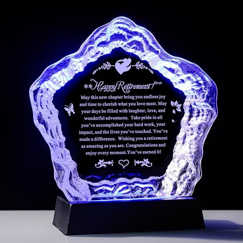 pinyan Crystal Iceberg Retirement Plaque Gift with LED Base