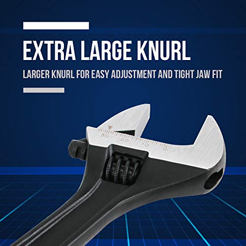 Lichamp 4-Piece Cr-V Adjustable Wrench Set, Industrial Grade Drop Forged Chrome Vanadium Steel Black Oxide Finish Wide Jaw Shifter Movable Spanners, 6 Inch, 8 Inch, 10 Inch And 12 Inch #TOP5