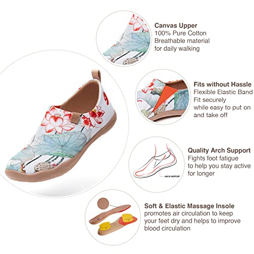 Image of UIN Women's Slip On Shoes Colorful Comfortable Lightweight Art Travel Sneakers Casual Floral Stylish Everyday Loafers