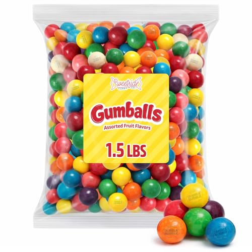 Bulk 1 inch Gumball Machine Refills - 1.5 lb Assorted Fruit Bubble Gum Balls - For Gumball Machines, Parties, and Candy Buffets - Original Flavor Chewy Gum Balls