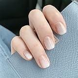 BHIDENAW ネイルチップ ショート 24枚入 人気 和風 かわいい シンプル おしゃれ 成人式 結婚式 パーティー 日常生活に使用できます 花嫁ネイル 光沢 つけ爪 両面テープ ウッドスティック (一目惚れ 8, M)