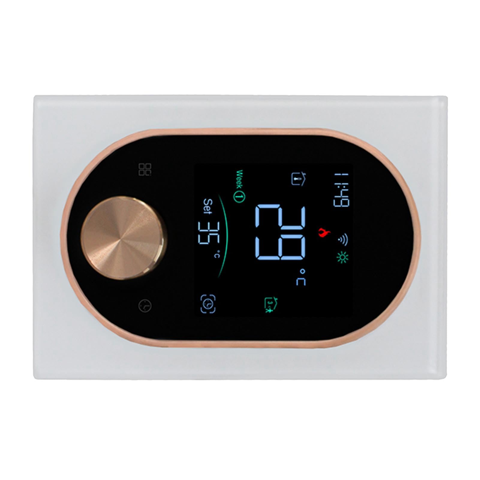 Inteligentny Termostat z Pokrętłem Domowy Inteligentny Termostat Pokrętło Dotykowe LCD 2,4 GHz Programowalna Aplikacja WiFi Sterowanie Dotykowe LCD Nadaje się do Pokoju Rodzinnego