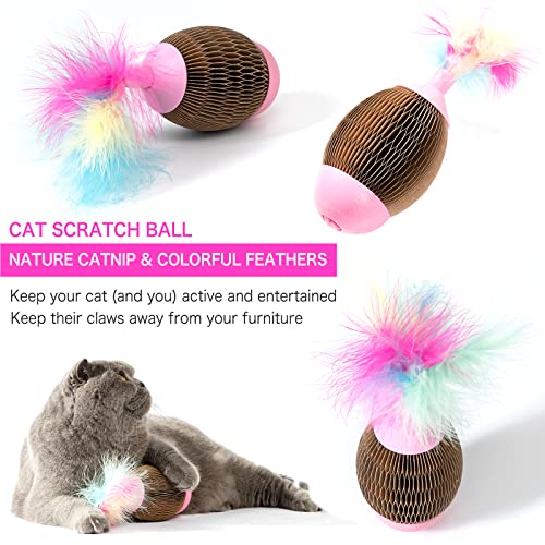Areiia Cat Ball Feather Toy With Catnip Refillable Scratcher Football Toy For Cats Kitty's Faithful Playmate Reduce Obesity And Loneliness Csb02Br #TOP6