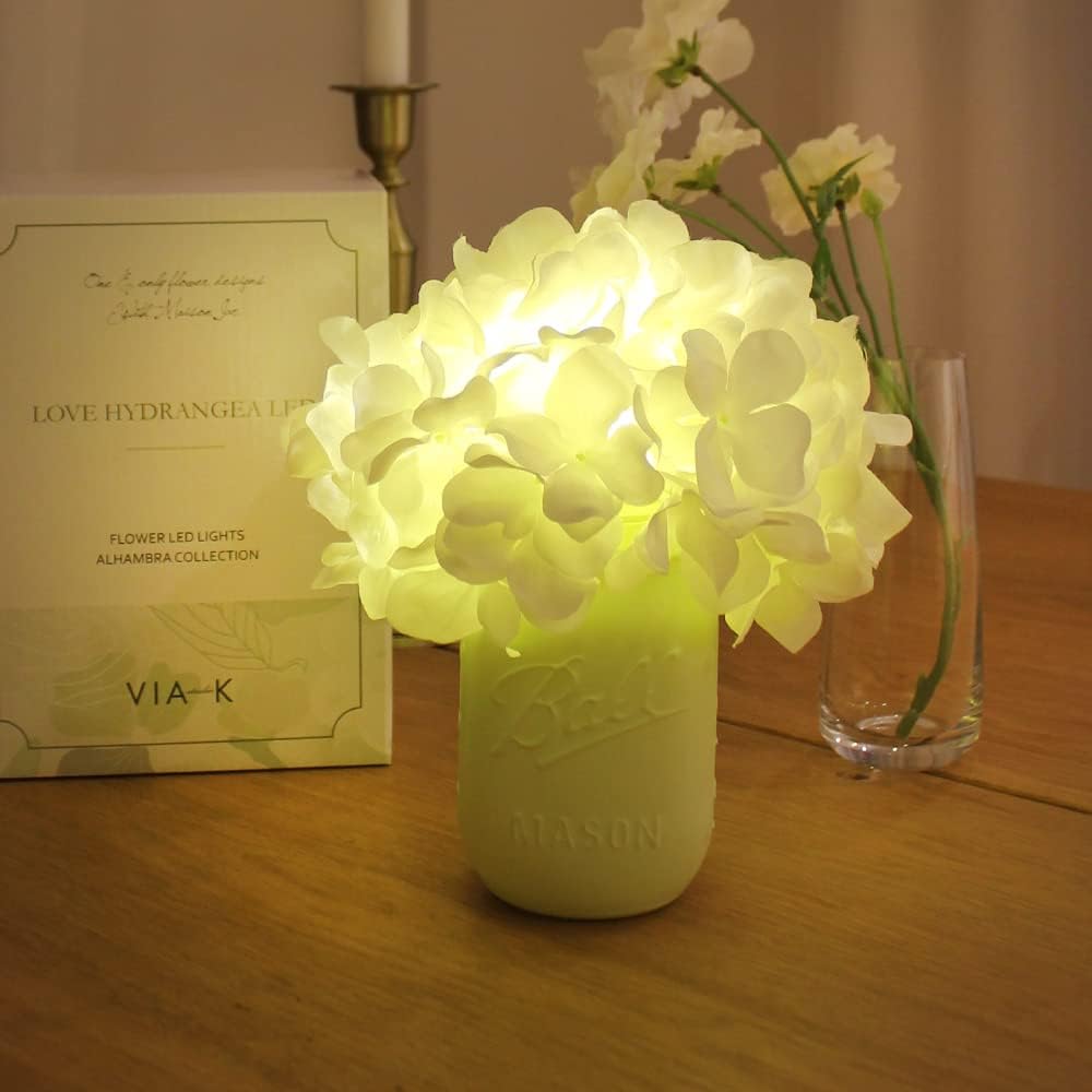 VIA K STUDIO Mongceil Hydrangea LED Mood Lights Night Lamp Metal Flower Indoor Decoration Lighting Bedroom Table Lamp (White) VIA K STUDIO Mongceil Hydrangea LED Mood Lights Night Lamp Metal Flower Indoor Decoration Lighting Bedroom Table Lamp (White)