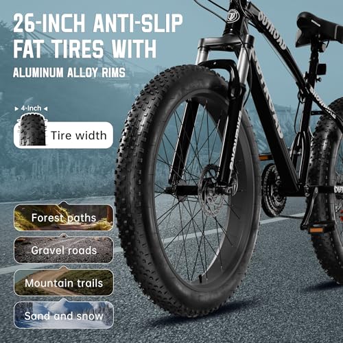 26′ Fat Tire Mountain Bike with 4 inch Knobby Tires, 21