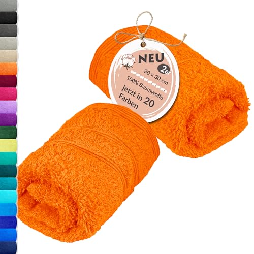 Lashuma 2X Handtuch 30x30 cm Orange - Clementinen, London weiche Frottee...