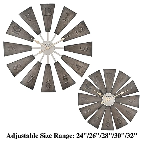 CLXEAST-Farmhouse-Windmill-Decor-30-Inch-Wall-ClockDIY-Adjustable-Size-2426283032Oversized-Large-Wall-Clocks-for-Living-Room-DecorWall-ArtWall-Decor-PlasticGrey-Oak-Finish CLXEAST Farmhouse Windmill Decor 30 Inch Wall ClockDIY Adjustable Size 2426283032Oversized Large Wall Clocks for Living Room DecorWall ArtWall Decor PlasticGrey Oak Finish