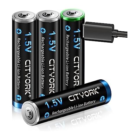 CITYORK 4 Pack 1.5V Rechargeable AAA Batteries Cover