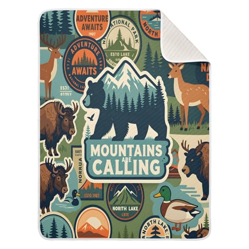 Image of Baby Swaddle Blanket for Boys Girls Soft Warm Stroller Throw Blanket for Newborn Infant Toddler 30X40in National Park Colorful Vintage Pattern