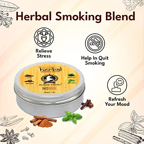 Image of ROYAL SWAG Tobacco & Nicotine Free Smoking Mixture With 100% Natural Herbal Smoking Blend (makes 40 rolls) Tobacco Alternatives, Herbal Smoking Mix 1 Pack 30gm