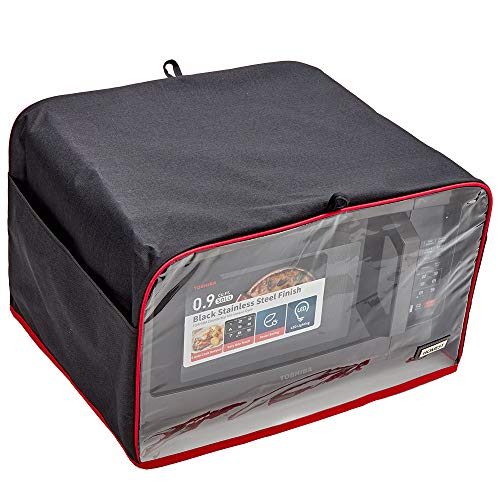 image for HOMEST Visible Microwave Oven Dust Cover with Accessory Pockets, Compa