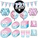 Produktbild Amycute 90-teiliges Baby Shower Deko Set,Riesen Luft-Ballons Boy or Girl,Konfetti und Luftballons,Mädchen oder Junge Banner ,Teller, Becher, Servietten, für 16 Personen.