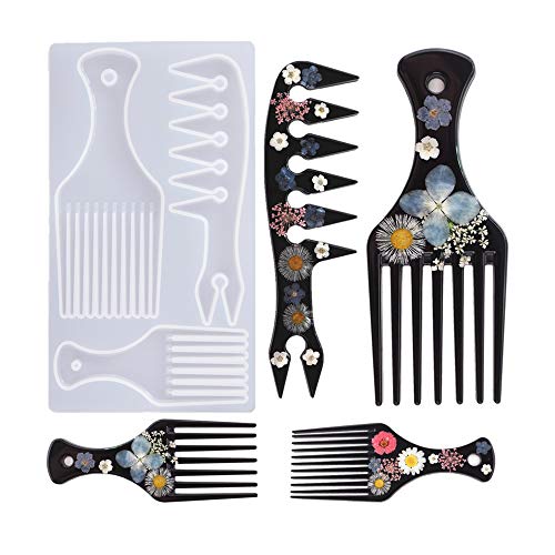Comb Resin Molds, Hair Pick Silicone Molds Female Resin Mold 3 Pieces Epoxy Casting Comb Molds, Modeling Tools DIY Hairdressing Styling Tools