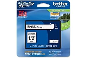 Brother P-Touch PT-1280 OEM Label Tape - 0.47" Black on White