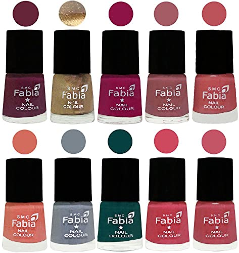 Image of ALL IN ONE (PACK OF 10), Long Lasting Glossy Nail Polish, 6 ml Each, All Vibrant Colours,01893