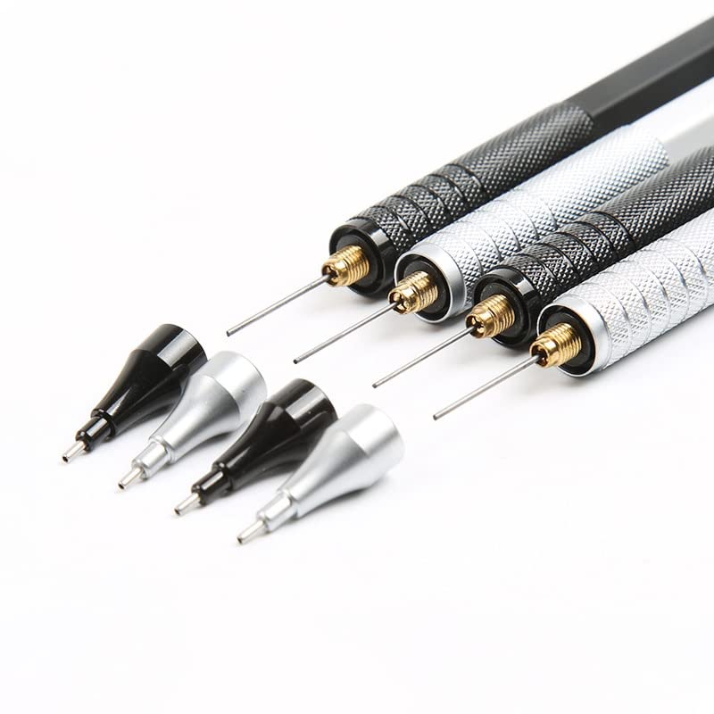 Druckbleistift aus Metall, Geschenkverpackung, 0,5/0,7 mm, Automatikbleistift für Büro und Schule (0,5 mm Silber) (0,7 mm Schwarz)