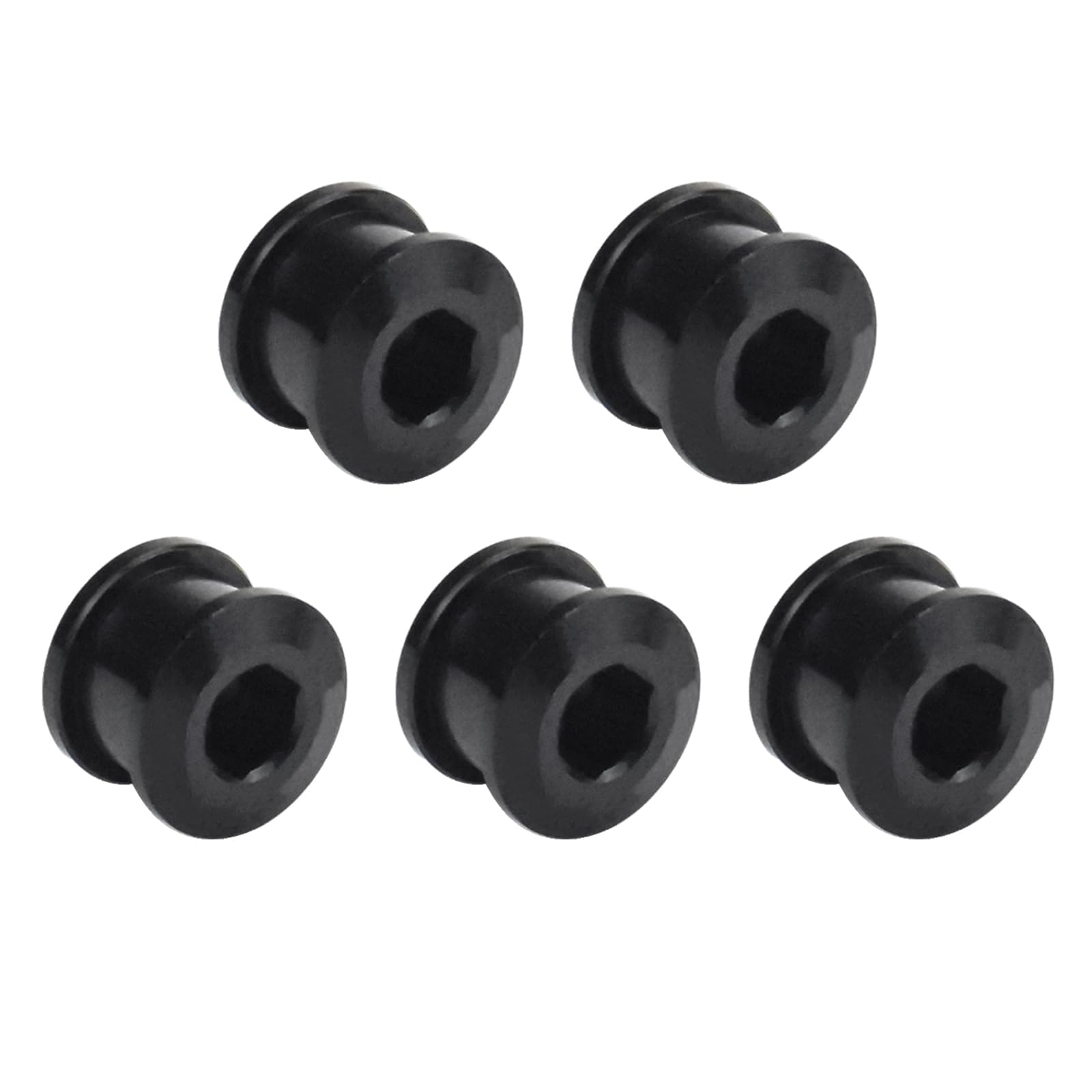 Hontaog 5 Pack Single Chainring Bolts, M8 Aluminum Alloy MTB Road Bike Crankset Chain Ring Bolts – CNC Bicycle Chainwheel Bolts (Black)