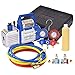 Goplus 1/3HP 4CFM Single Stage Rotary Vane Vacuum Pump and R134a Manifold Gauge Set, HVAC A/C Refrigeration Kit, Including Vacuum Pump, A Bottle of Vacuum Pump Oil, Suitable for R12, R22, R134