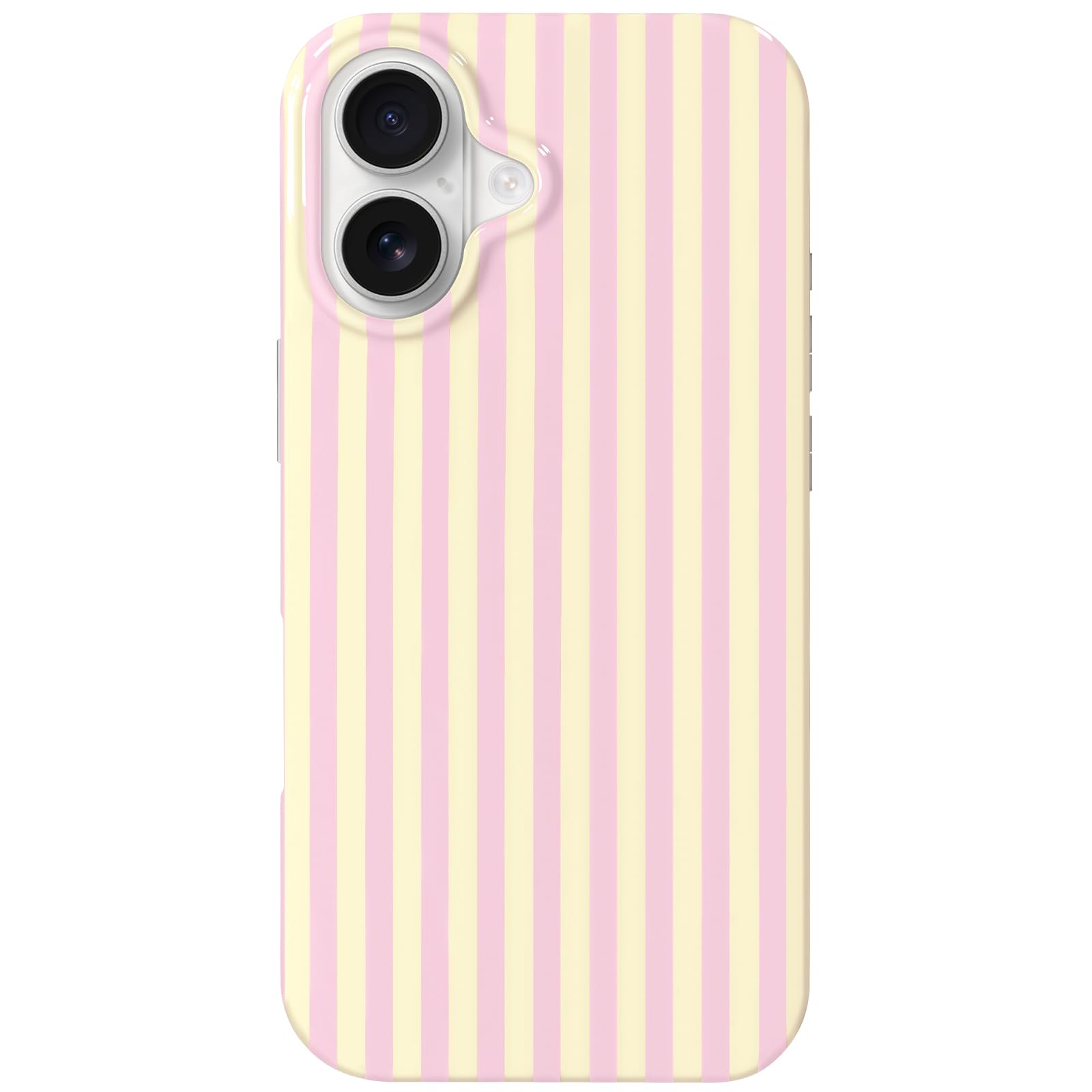 Photo 1 of Hython for iPhone 17 Case Cute Striped Aesthetic Design Simple Stripes Cover 6.3", Thin Slim Soft TPU Bumper Shockproof Rubber Protective Phone Cases for Women Girls Girly Boys, Pink and Yellow
