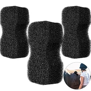 Eaasty 3 Pcs Horse Groomer Sponge Scrubber Massager Horse Grooming Brush Kit Horse Supplies Large Horse Sponge Soft Horse Care Sponge for Horse Cleaning Washing Bathing, Black, 4.33 x 7.87 x 2.56 Inch