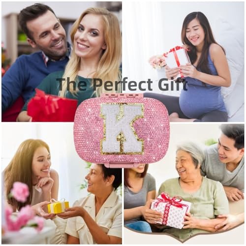 Image of Cute Pill Organizer Small Bling Pill Case for Purse Medicine Vitamin Container Holder Daily Pill Box Container for Women Travel Medicine Kit(Letter K Pink)