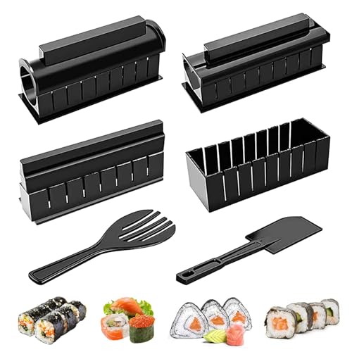 LOHOM Kit para fazer sushi para iniciantes, conjunto completo de 10 peças para fazer você mesmo, cor preta