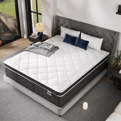 Medium Plush Feel Full Size Mattress 12 Inch, Hybrid Mattress Full Size Bed in a Box, Individual Pocket Springs with Memory Foam, Premier Comfort Sleep, Motion Isolation, CertiPUR-US Certified