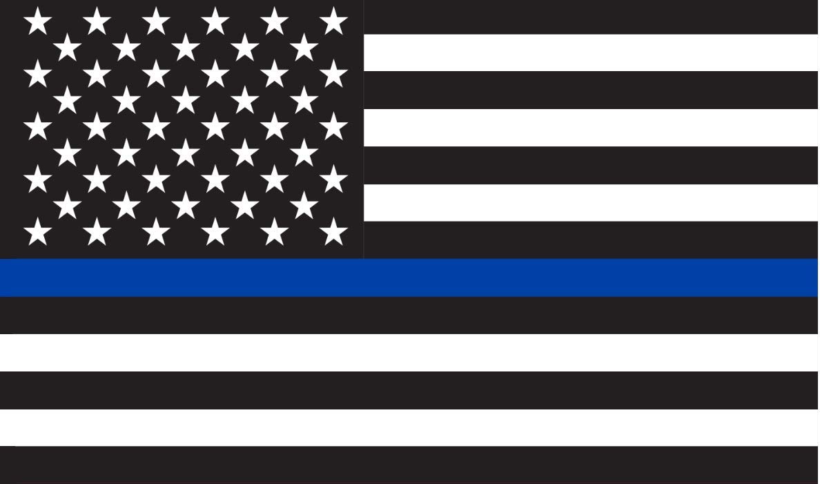 Thin Blue Line Flag Stickers for Car, Truck, SUV and RV, 3” x 5” Decal Represents Police Officers and Law Enforcement, Indoor and Outdoor Weather Resistant (2)