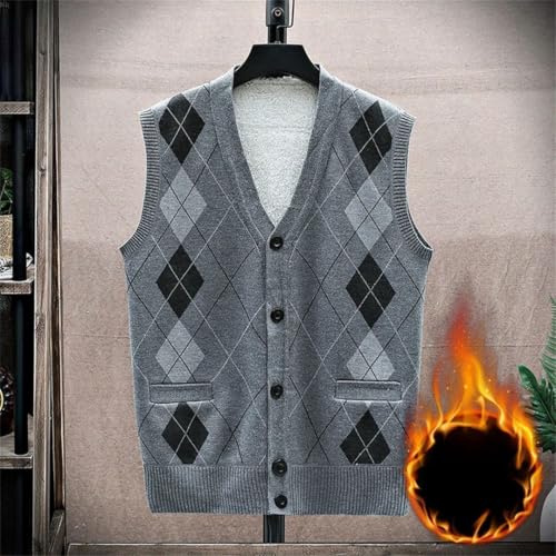 Men Solid Wool Cardigan Vest V Neck Loose Thick 100 Percent Wool Sweater Fall Winter2