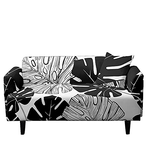 FANSU Housse de Canapé Universelle 1/2/3/4 Places, Revêtement Canapé Extensible avec Accoudoirs, 3D Plantes Tropicales Imprimé Protection Canapé pour...