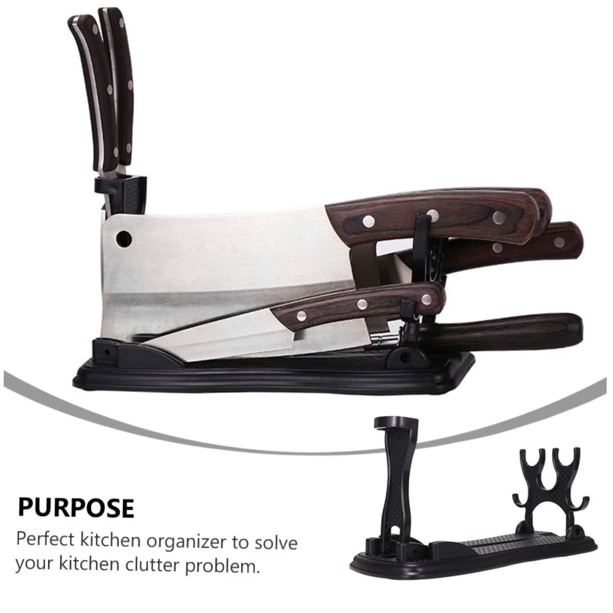 SOLUSTRE Multi Functional Plastic Cutter Holder Knife Storage Rack for Kitchen Countertop and Simple Design for Easy Organization Six Knife Capacity