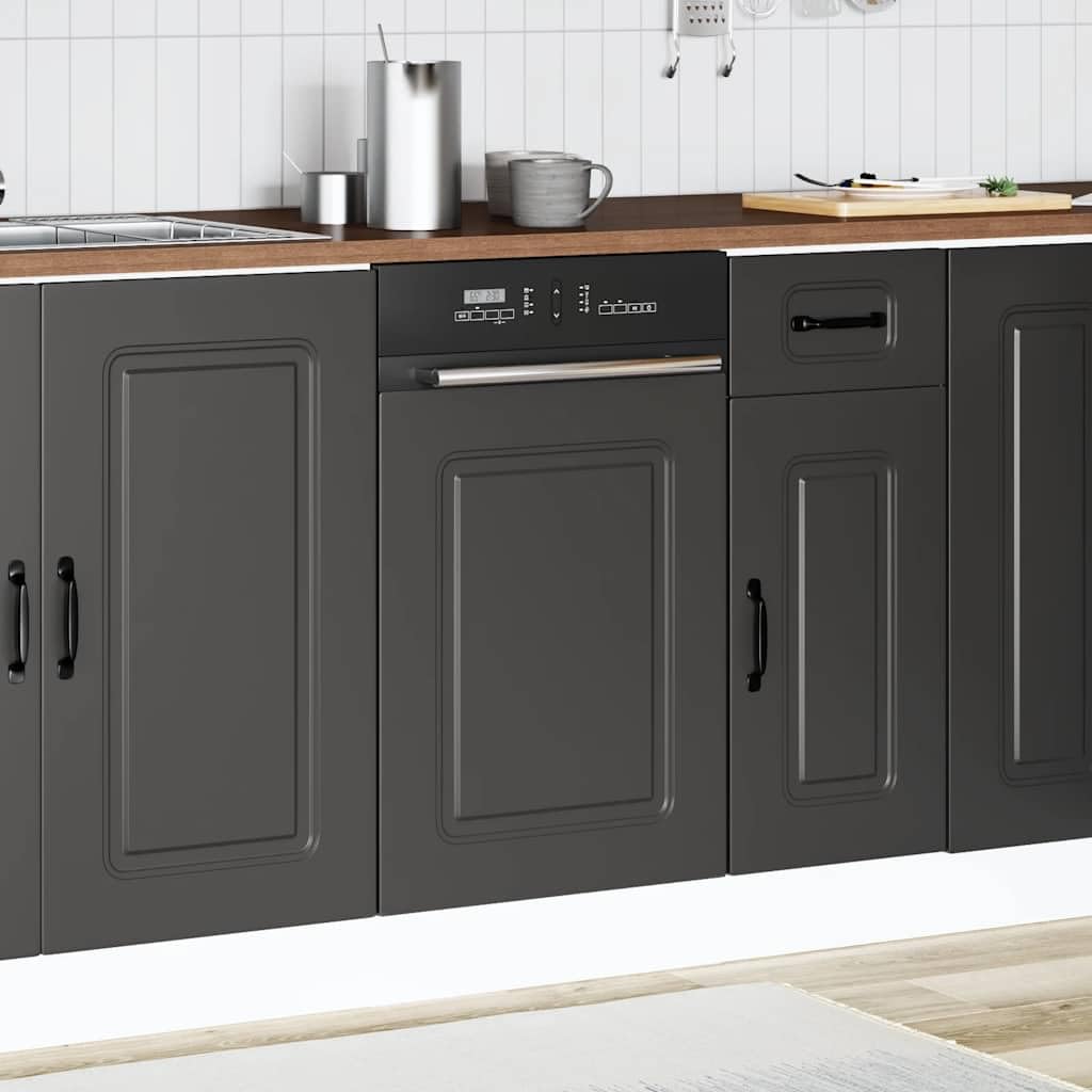 Tomostar Façade de Porte Lave Vaisselle, Panneau de Lave-Vaisselle Accessoire pour Lave-Vaisselle Cuisine Kalmar Noir 45x1,5x67 cm
