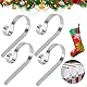VDSOW Weihnachtsstrumpf Halter Kamin, 4er Silber Metall Weihnachtsstrumpf Haken Set, Weihnachtsstrümpfe Aufhänger für Weihnachten Kaminsocken Weihnachtsdeko
