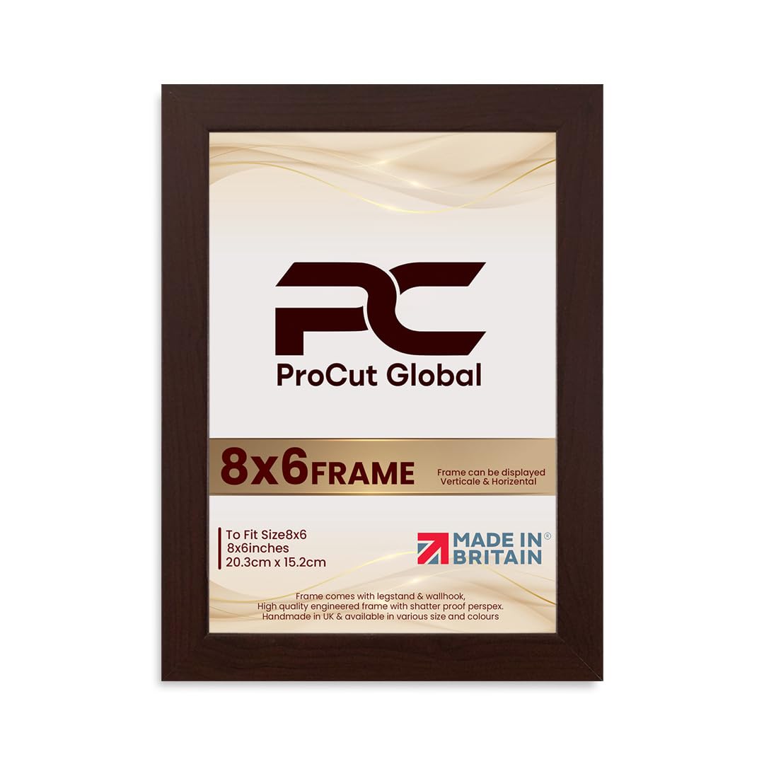 Procut Global 8X6 Rose Wood Picture Frames - Modern Wooden Photo Frame with Shatterproof Perspex for Wall or Tabletop - Perfect for Posters, Certificates, Prints - Sizes & Colors Available