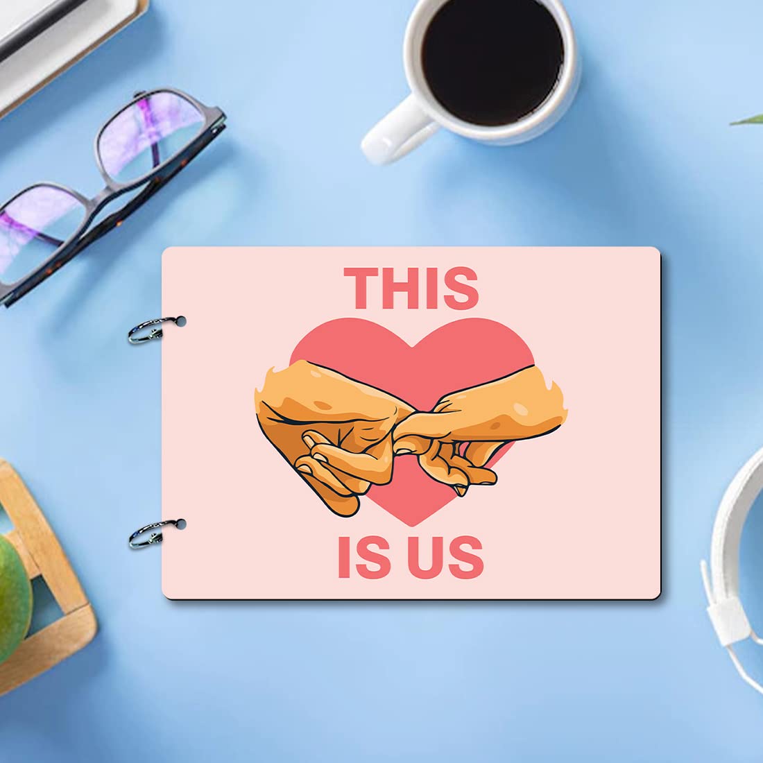 100 Yellow This Is Us Love Photo Album Scrpabook For Capturing Memories | 40 A4 Pages | Size : 21 Cm X 29.5 Cm |Pink