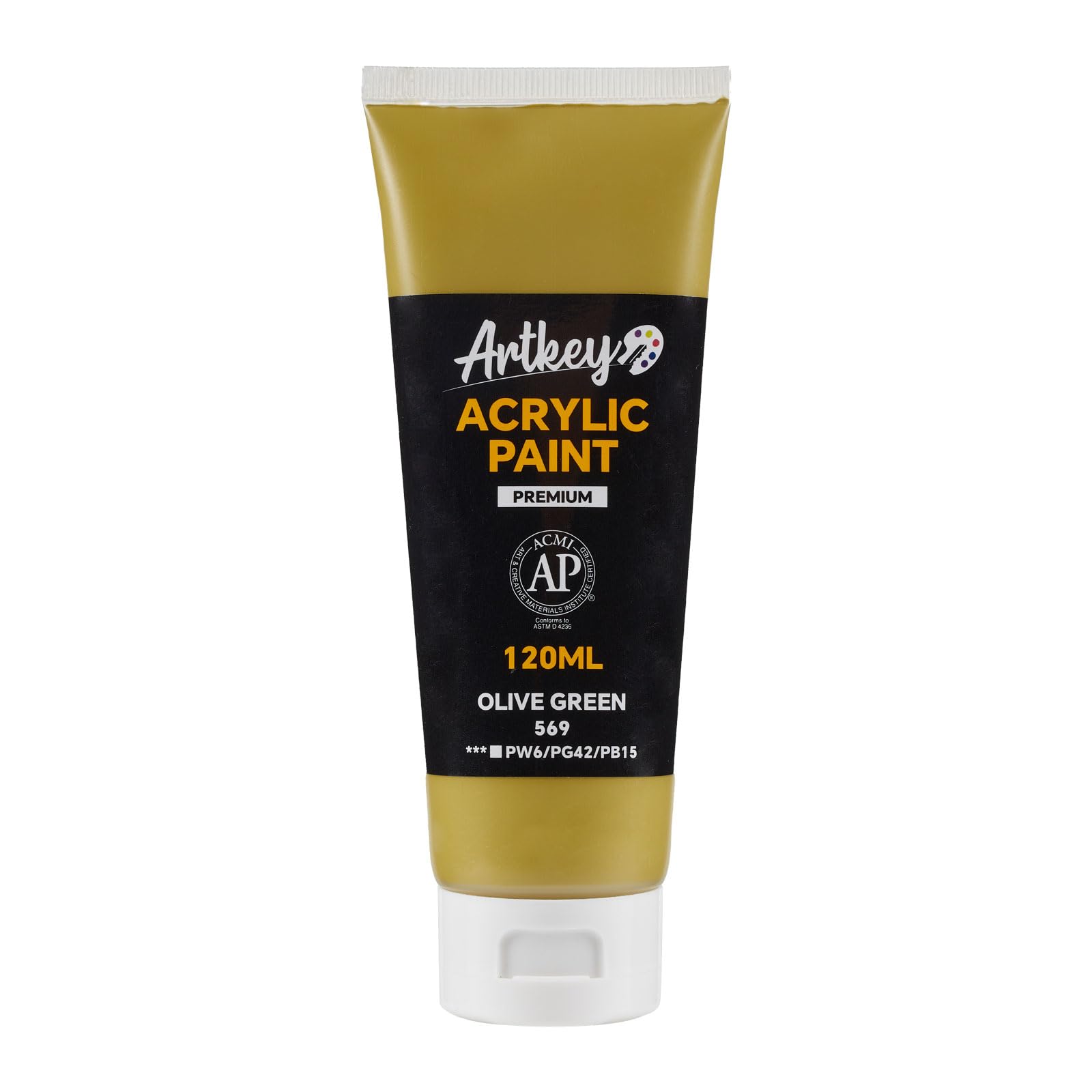 Artkey Acrylic Paint - Olive Green (120 ml/4.06 oz) Tubes, Rich & Vibrant Pigments, Professional Artists Acrylic Paints - Art Supplies for Canvas Wood Rock Clay Fabric Ceramics Art Crafts Painting