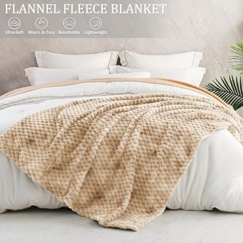 Image of Exclusivo Mezcla King Size Fleece Blanket for Bed, 90x104 Inches Stylish Jacquard Velvet Soft Blanket, Fuzzy Cozy Lightweight for Winter, Tie-dye Camel