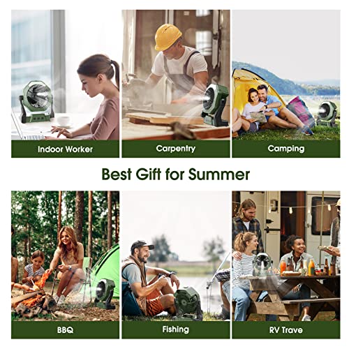 Ausic Portable Misting Fan, Outdoor Fans for Patios with Water Mist, 30000mAh Rechargeable Battery Personal Cooling Fan with Mister, 8-Inch, 250mL Water Tank & LED Lantern, for Home, Outside, Camping