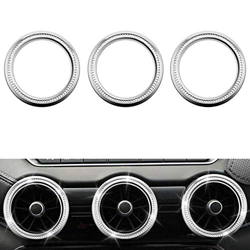 HAILWH Bling Interior Accessories Fit for Nissan Sentra 2020 2021 2022 2023 2024 2025 Rhinestone Crystal Modification Accessories (Silver, Central Control air Outlet Ring 3pc/Set)