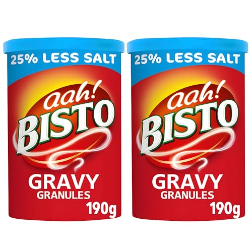 Bisto Gravy Granules 25% Less Salt 190g – Salsa Inglesa Instantánea – Gravy Tradicional para Carne y Asados - Pack Laborawi (2 x 190g)