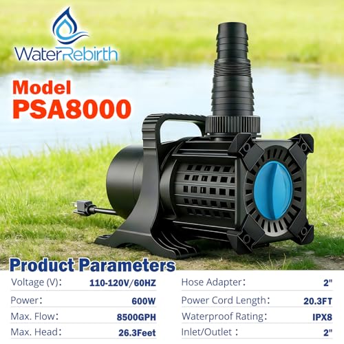 Bomba Periférica Sumergible WaterRebirth PSA8000 8500 GPH 600W IPX8 miniatura 2
