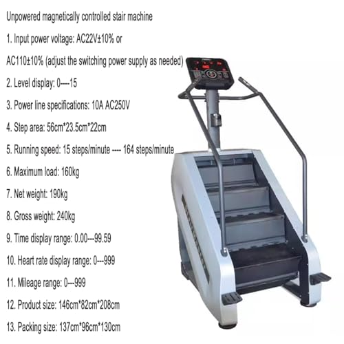 Commercial Grade Stepmill Exercise Machine - Stair Stepper with Heart Rate Detection & Emergency Stop Button - Cardio & Lower Body Workouts at Speeds of 15-164 Steps/Minute - Image 4