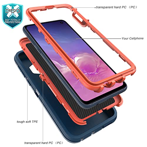 Ymhxcy Cases With Explosion-Proof Film[2 Pack] And Camera Lens Screen Protective Film[2 Pack], Heavy Protection Cover For Samsung Galaxy S10E-Blue And Orange #TOP5