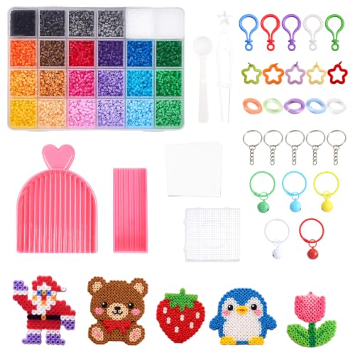 Image of Fuse Beads 12000PCS Perler Beads, Iron Bead for Kids 2.6mm 24 Colors, Includes Five Iron-on Transfer Sheets(Without Iron), Keychain Set, and Tools, DIY Creative Handmade Crafts