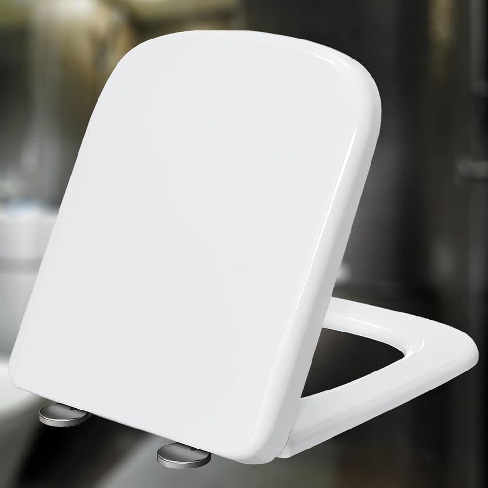 FLYIODFCXV Toilet seat, With Quick Release Easy to Clean Standard Size Simple Top Fixing Loo Seat Cover for Bathroom