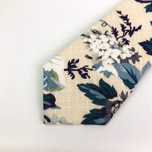 Image of Mantieqingway Men's Cotton Floral Neck Tie 2.56'' Printed Skinny Tie