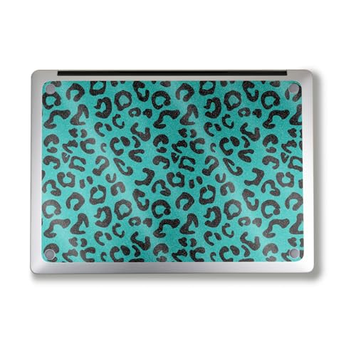 Image of Glossy Glitter Laptop Skin Compatible with Surface Laptop 7 15 inch (2024) - Teal Leopard - Premium 3M Vinyl Protective Wrap Decal Cover - Easy to Apply | Crafted in The USA by MightySkins